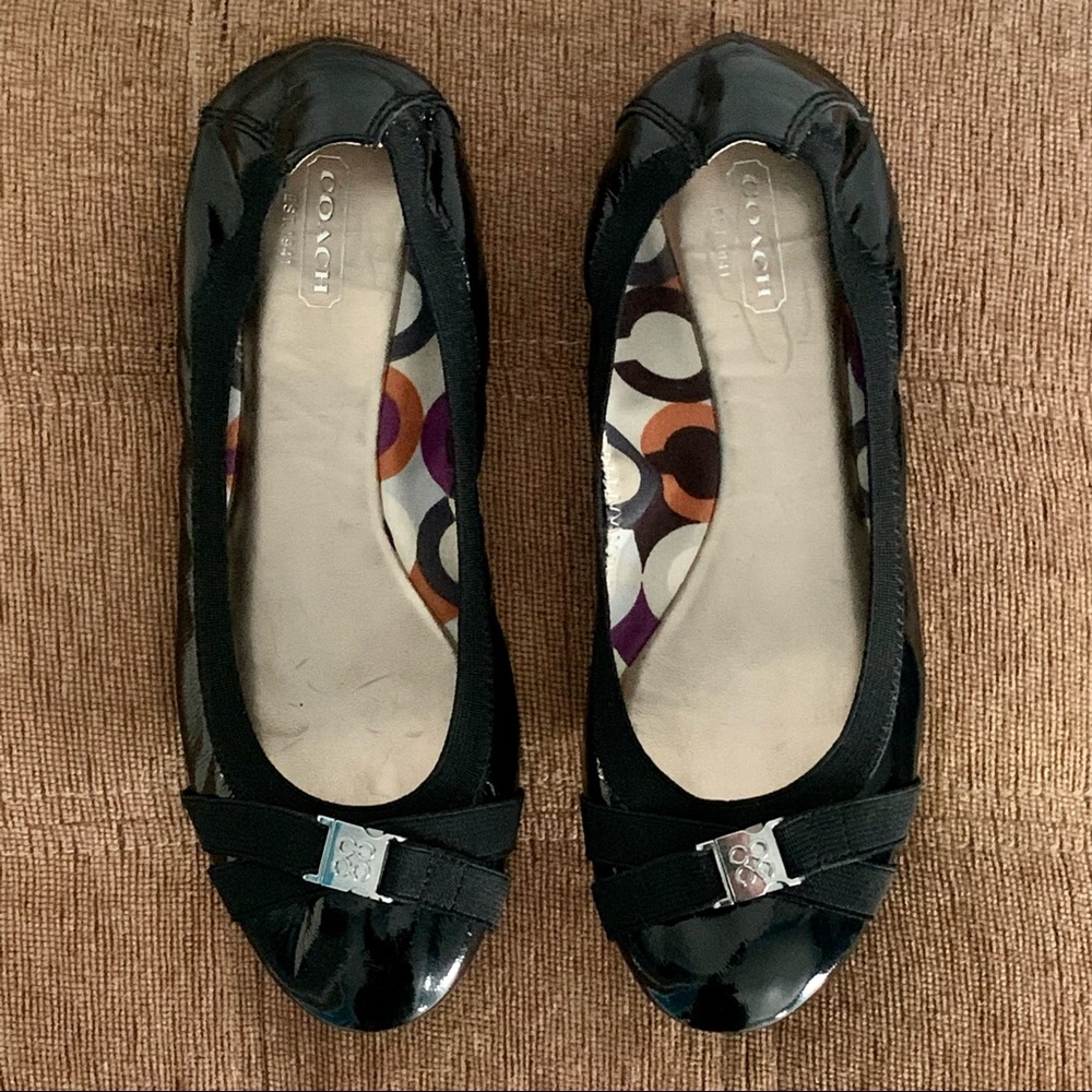 SOLD✨ Flash Sale ✨ Coach Ballet Flats (Black Patent Leather) Size 7.5 (Like New) - Picture 1 of 8